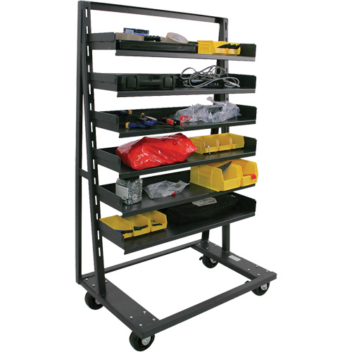 Chariot &agrave; cadre en A robuste &agrave; un c&ocirc;t&eacute; avec 6 plateaux, 38" x 25" x 63", Capacit&eacute; 2500 lb Quali-T-Solutions