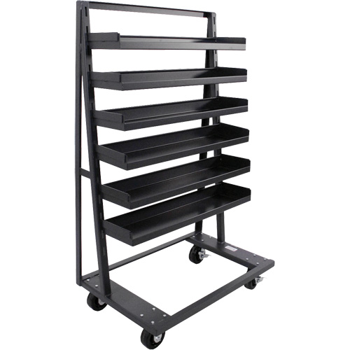 Chariot &agrave; cadre en A robuste &agrave; un c&ocirc;t&eacute; avec 6 plateaux &agrave; rebords, 38" x 25" x 63", Capacit&eacute; 2500 lb Quali-T-Solutions