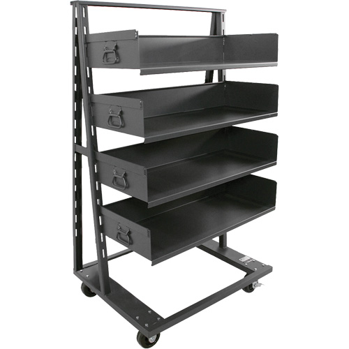 Chariot &agrave; cadre en A robuste &agrave; un c&ocirc;t&eacute; avec 4 grands plateaux, 38" x 25" x 63", Capacit&eacute; 2500 lb Quali-T-Solutions