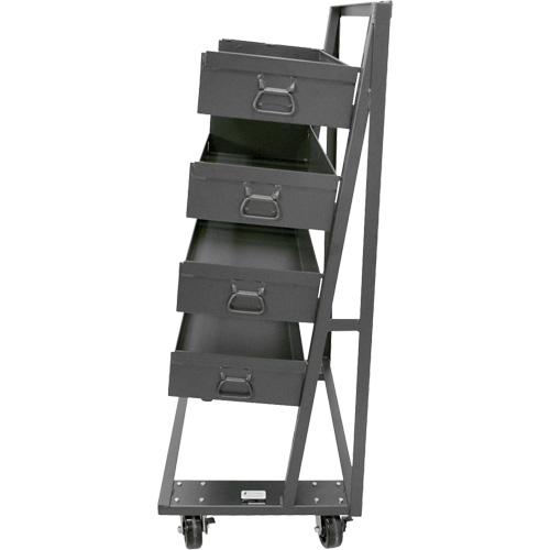Chariot &agrave; cadre en A robuste &agrave; un c&ocirc;t&eacute; avec 4 grands plateaux &agrave; rebord, 38" x 25" x 63", Capacit&eacute; 2500 lb Quali-T-Solutions
