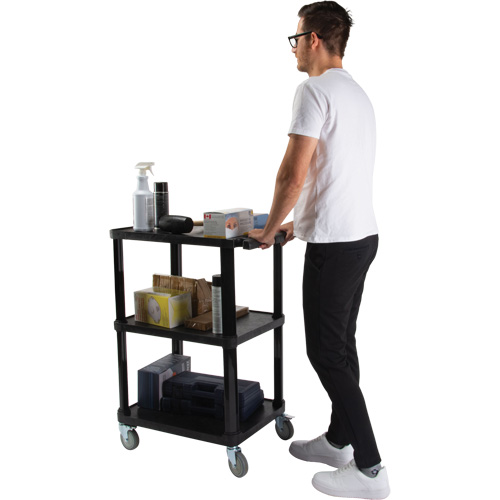 Chariot utilitaire avec tablette plate, 3 tiers, 18-1/8" x 37-3/8" x 27-3/4", Capacit&eacute; 330 lb Quali-T-Solutions