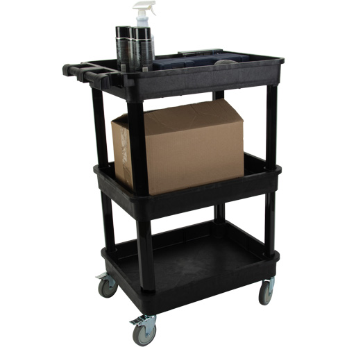 Chariot utilitaire avec tablette &agrave; bordure profonde, 3 tiers, 19" x 39-1/2" x 28-1/4", Capacit&eacute; 330 lb Quali-T-Solutions