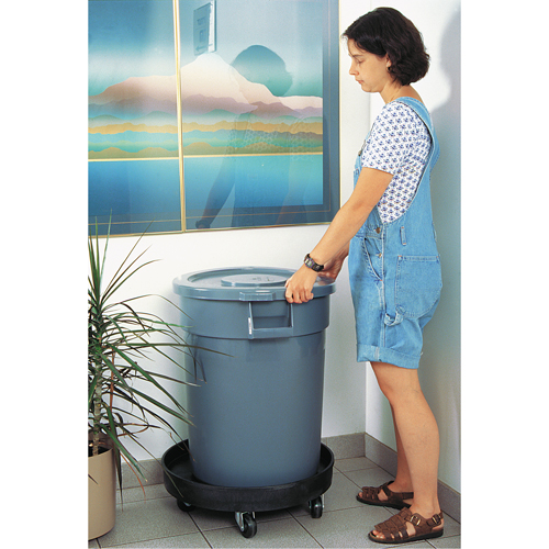 Waste Container Dolly, Polyethylene, Black Quali-T-Solutions