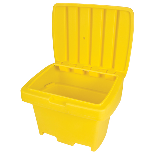 Heavy-Duty Outdoor Salt and Sand Storage Container, 30" x 24" x 24", 5.5 cu. Ft., Yellow Quali-T-Solutions