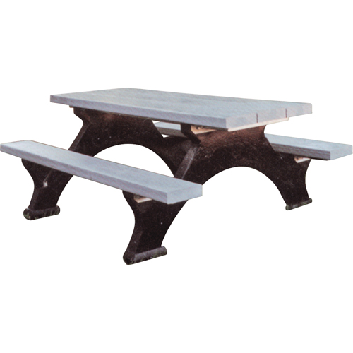 Recycled Plastic Picnic Tables, 6' L x 62-1/4" W, Grey Quali-T-Solutions