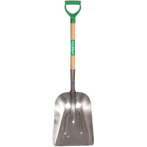 Scoop Shovel, Wood, Aluminum Blade, D-Grip Handle, 29" Length Quali-T-Solutions