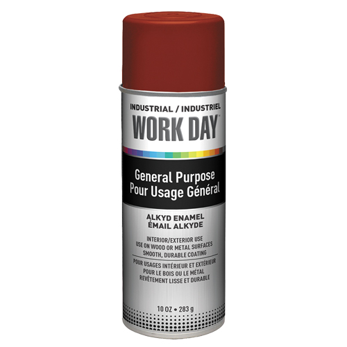 Peinture industrielle Work Day, Rouge, Tr&egrave;s mat, 10 oz, Canette a&eacute;rosol Quali-T-Solutions