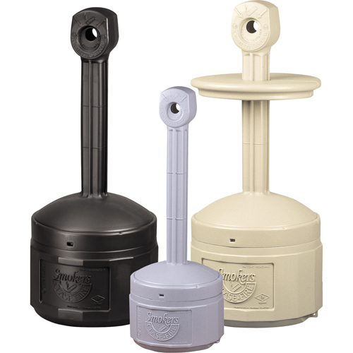 Smokers Cease-Fire&reg; Cigarette Butt Receptacle, Free-Standing, Plastic, 1 US gal. Capacity, 30" Height Quali-T-Solutions