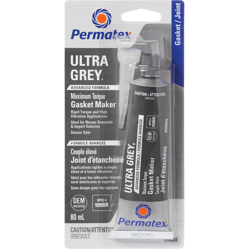 Ultra Grey&reg; Gasket Maker, Tube, 80 ml, -54°C - 260°C/-65°F - 500°F Quali-T-Solutions