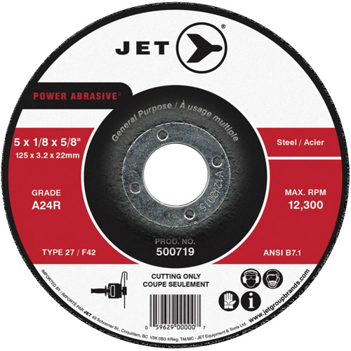 Power Abrasive Cut-Off Wheel, 4-1/2" x 1/8", 7/8" Arbor, Type 27, 13300 RPM Quali-T-Solutions