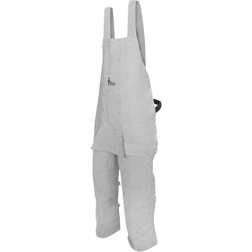 Tablier de soudage en cuir, Salopette &agrave; jambes fendues, Gris perle Quali-T-Solutions
