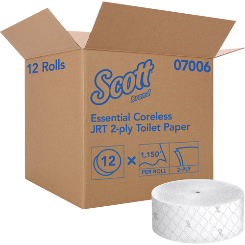 Scott&reg; Essential Toilet Paper, Jumbo/Coreless Roll, 2 Ply, 1150' Length, White Quali-T-Solutions