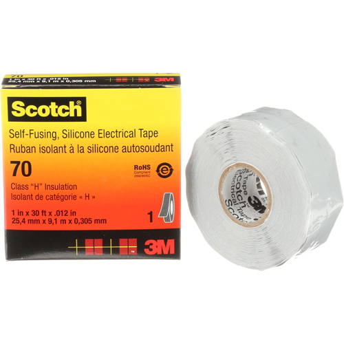 Scotch&reg; Self-Fusing Silicone Rubber Electrical Tape, 25.4 mm (1") x 9 m (30'), Grey, 12 mils Quali-T-Solutions