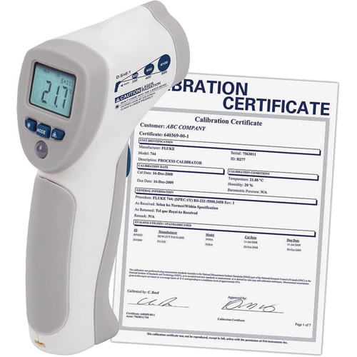 Thermom&egrave;tre &agrave; infrarouge alimentaire avec certificat de calibration, -4°- 392° F ( -20° - 200° C )/-58°- 4° F ( -50° - -20° C ), 8:1, &eacute;missivit&eacute; Fixe Quali-T-Solutions