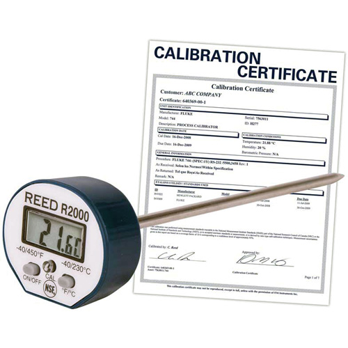 Thermometer with Calibration Certificate, Contact, Digital, -40-450°F (-40-230°C) Quali-T-Solutions