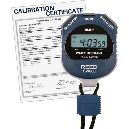 Chronom&egrave;tre REED SW600 avec certificat de calibration, Num&eacute;rique, R&eacute;sistant &agrave; l'eau Quali-T-Solutions