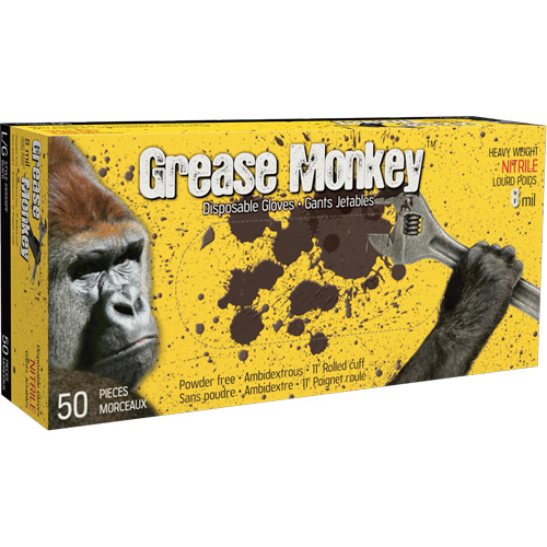 Grease Monkey&reg; Gloves, Large, Nitrile, 8-mil, Powder-Free, Black Quali-T-Solutions