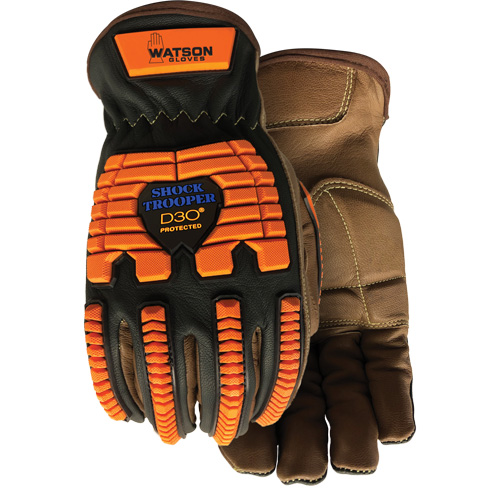 Gants antichocs Drill Sergeant, Grand, Paume en Cuir fleur, Poignet &agrave; enfiler Quali-T-Solutions