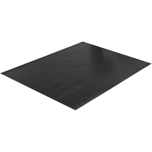 Tapis &agrave; nervures larges, Couloir, 4' x 75' x 1/8", Noir Quali-T-Solutions