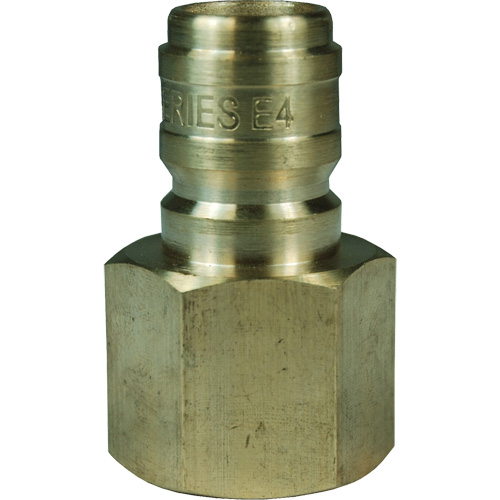 DQC E-Series Straight Through Interchange Plug, Brass, 3/4", Female NPTF, 1700 PSI Quali-T-Solutions