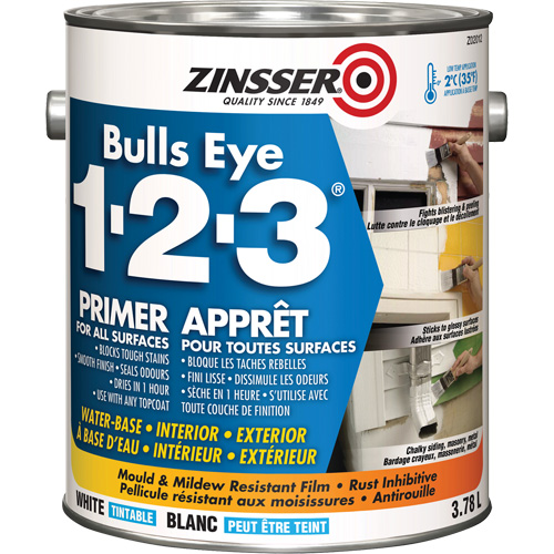 Bulls Eye 1-2-3&reg; Water-Base Primer, 3.78 L, Gallon, White Quali-T-Solutions