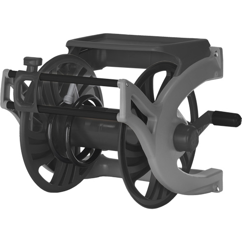 Deluxe Wall-Mount Hose Reel, 225', Aluminum/Poly-Plastic Quali-T-Solutions