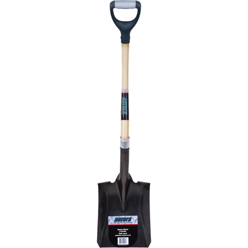 Heavy-Duty Square Shovel, Hardwood, Carbon Steel Blade, D-Grip Handle, 30" Long Quali-T-Solutions