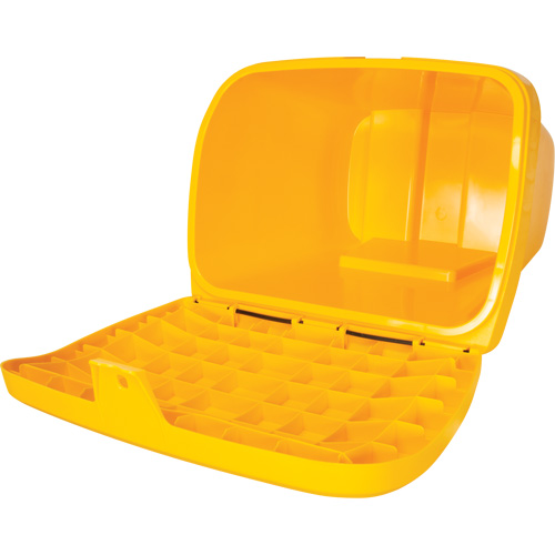 Bacs d'entreposage pour sel & sable, Avec Moraillon, 21" x 27" x 26", 4,24 pi³, Jaune Quali-T-Solutions