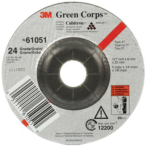 Meule flexible Green Corps, 5" x 1/4", Arbre 7/8", C&eacute;ramique, Type 1 Quali-T-Solutions