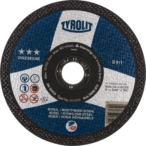 Premium 2 In 1 Thincut Cut-Off Wheel, 7" x 1/16", 7/8" Arbor, Type 1, Aluminum Oxide, 8600 RPM Quali-T-Solutions