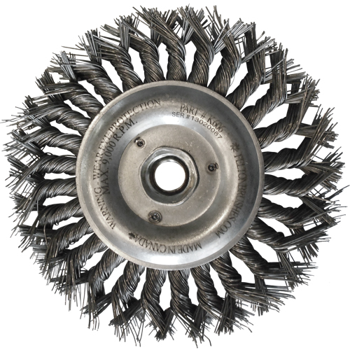 Wire Wheel Brushes, 6" Dia., 0.014" Fill, 5/8"-11 Arbor, Steel Quali-T-Solutions