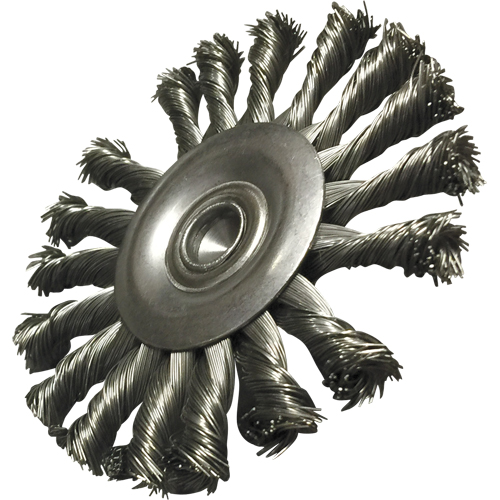 Brosses mont&eacute;es &agrave; fils nou&eacute;s circulaires, 3-1/2" dia., dia. Des fils 0,014", Tige 1/4" Quali-T-Solutions