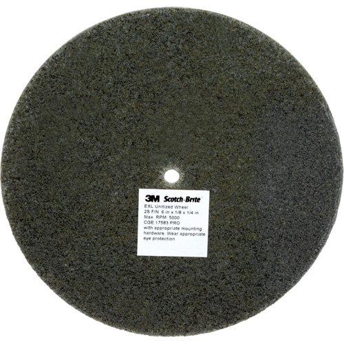 Meule unitaris&eacute;e EXL Scotch-Brite, 6" x 1/8", Arbre de 1/4", Grain de Fin, Carbure de silicium Quali-T-Solutions