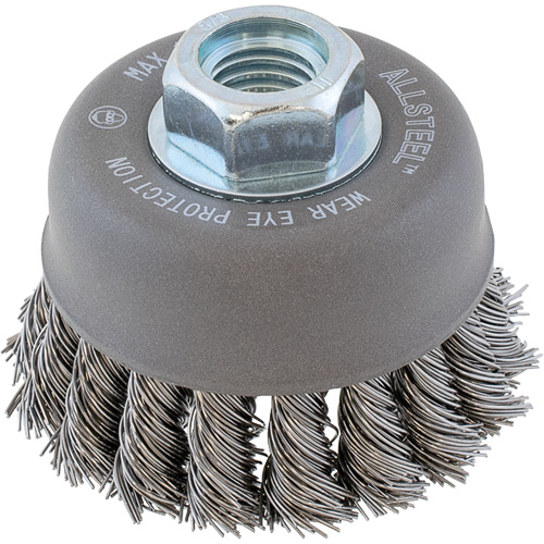 ALLSTEEL Wire Brush, 3" Dia. x 5/8"-11 Arbor Quali-T-Solutions