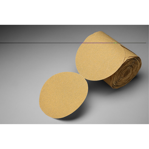 Disque abrasif dor&eacute; en rouleau de papier Stikit, 6" dia., Grain P150, Oxyde d'aluminium Quali-T-Solutions