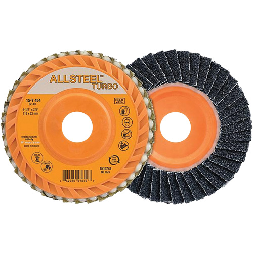 ALLSTEEL Turbo Flap Disc, 4-1/2" x 5/8"-11, 80 Grit, Zirconia Alumina Quali-T-Solutions