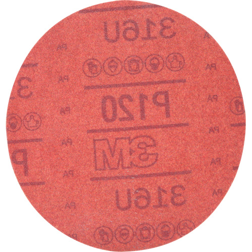 Hookit Red Abrasive Disc 316U, 01224, 6" Dia., P120 Grit, Aluminum Oxide, A Quali-T-Solutions