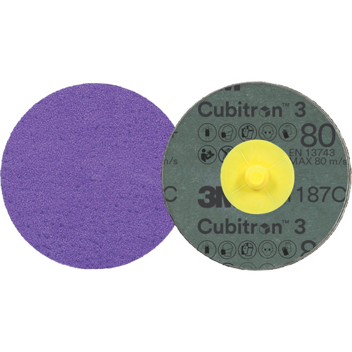 Disque en fibre Roloc Cubitron 3, 3" dia., Grain 80+, C&eacute;ramique Quali-T-Solutions