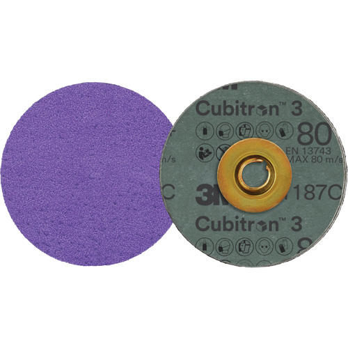 Disque en fibre Roloc Cubitron 3, 3" dia., Grain 80+, C&eacute;ramique Quali-T-Solutions