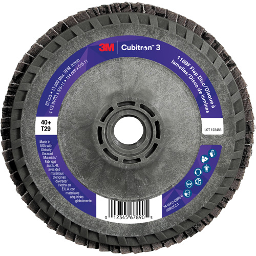 Cubitron 3 Conical  Flap Disc with Quick Change 1169F, 4-1/2" x 5/8"-11, Type T29, 40+ Grit, Ceramic Quali-T-Solutions