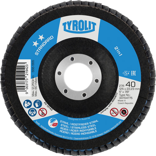 ZA 40 - B425 Standard 2-in-1 Flap Disc, 5" x 7/8", Type 27A, 40 Grit, Zirconia Alumina Quali-T-Solutions