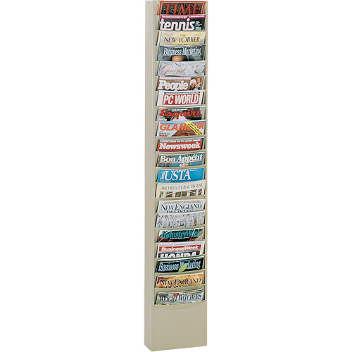 Literature Rack, Wall Mount, 20 Slots, Steel, 9-3/4" W x 4-1/8" D x 58" H Quali-T-Solutions