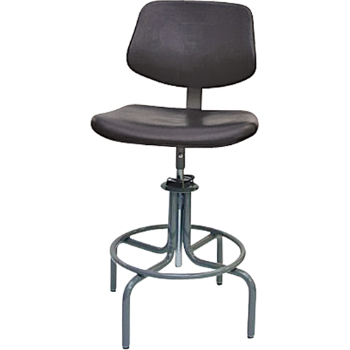 Tabouret rectangulaire avec dos de s&eacute;rie 600, Mobile, Ajustable, 25" - 31", Polyur&eacute;thane Si&egrave;ge, Noir Quali-T-Solutions