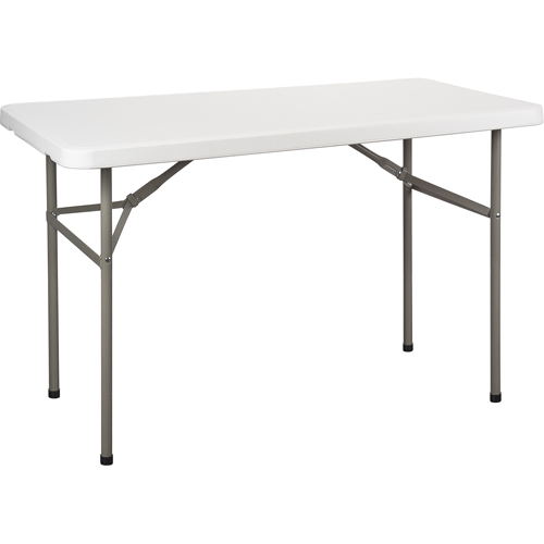 Folding Table, Rectangular, 48" L x 24" W, Polyethylene, White Quali-T-Solutions