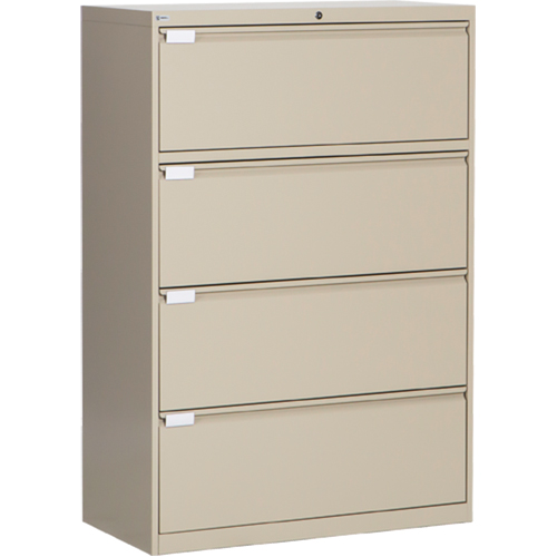 Lateral Filing Cabinet, Steel, 4 Drawers, 36" W x 18" D x 53-3/8" H, Beige Quali-T-Solutions