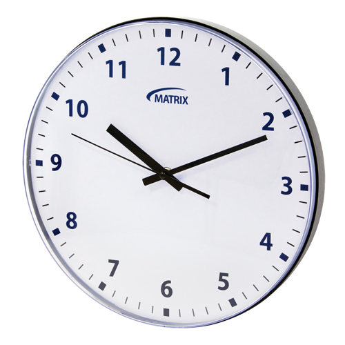 12 H Clock, Analog, Battery Operated, 12-3/4", Black Quali-T-Solutions