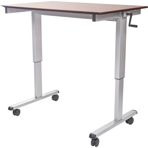 Adjustable Stand-Up Workstations, Stand-Alone Desk, 48-1/2" H x 59" W x 29-1/2" D, Walnut Quali-T-Solutions