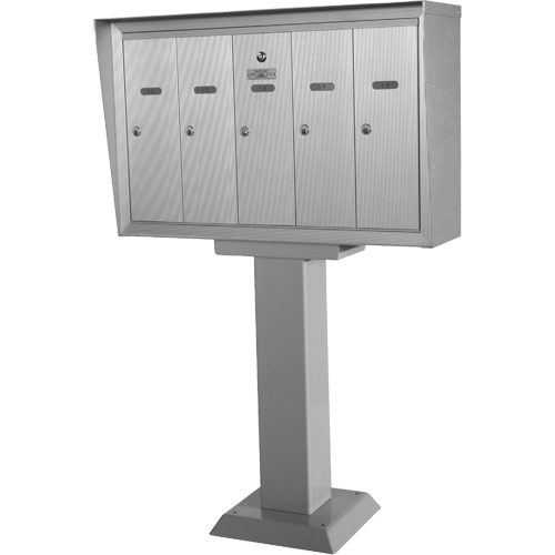 Boîtes aux lettres plateforme unique, Fixation Socle, 16" x 5-1/2", 5 portes, Aluminium Quali-T-Solutions