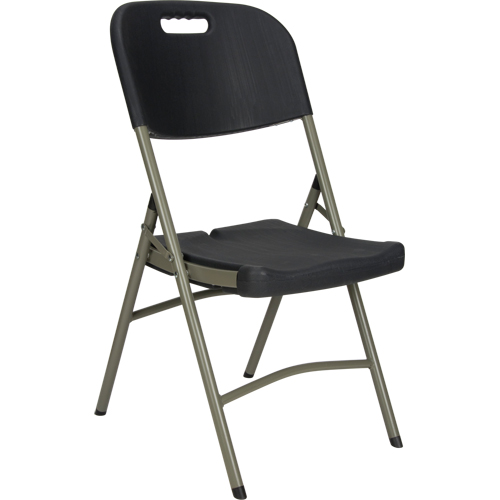 Folding Chair, Polyethylene, Black, 350 lbs. Weight Capacity Quali-T-Solutions
