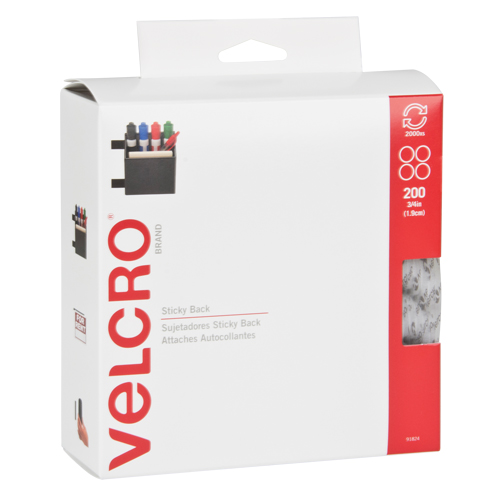 Attaches en jeton, Boucle et crochet, 3/4" dia., Adh&eacute;sif, Blanc Quali-T-Solutions